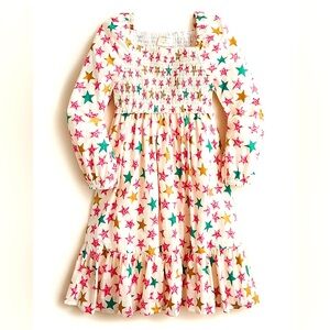 J.Crew Crewcuts Girls' Long Puff-sleeve Dress in Sparkle Stars Size 8